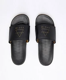 Geomet Slides In "Black/Tan" By Lucid