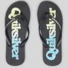 Molokai Wordmark Thongs In "Black/Green/Blue" By Quiksilver
