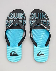 Molokai Fluid Thongs In "Black/Blue/Blue" By Quiksilver