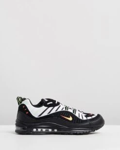 Air Max 98 - Men's Platinum Tint, Black & Electric Green By Nike