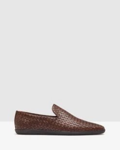 Alfonce Woven Loafer Shoes Dark Brown By Oxford