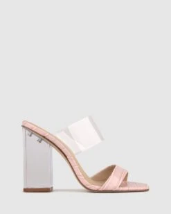 Ali Perspex Heel Mules Blush Clear By Betts