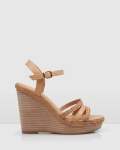 Allegra Wedge Sandals Tan Leather By Jo Mercer