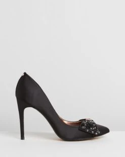 Aselly Pumps Black Satin & Pink Blossom Satin By Ted Baker