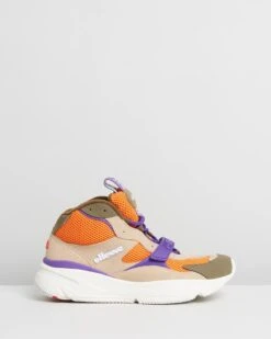 Aurano Mid - Men's Light Khaki, Orange & Purple By Ellesse