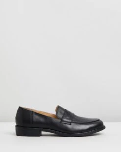 Babba Leather Loafers Black Polished Leather By Atmos&Here