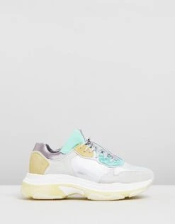 Baisley Leather Sneakers Off White, Turquoise & Yellow By Bronx