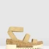Bandit Cork Wedge Sandals Natural By Betts