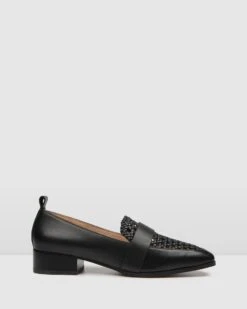 Banner Loafers Black Leather By Jo Mercer