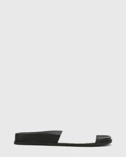 Berman Leather Quilted Open Toe Slides White By Wittner
