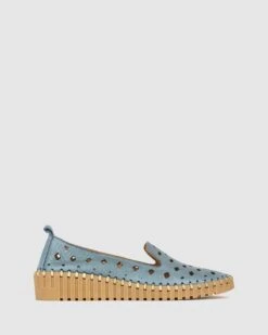 Bertie Leather Wedge Loafers Denim By Airflex