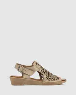 Better Laser Cut Leather Sandals Taupe By Airflex