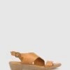 Bingle Leather Wedge Sandals Tan By Airflex -Vionic AU Shop ic bingle leather wedge sandals 979853