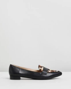 Cara Leather Loafers Black & Leopard Pony By Atmos&Here