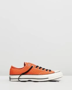Chuck 70 Organic Canvas Sneakers - Unisex Campfire Orange, Black & Egret By Converse