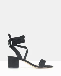 Chyna Lace-Up Block Heel Sandals Black By Betts