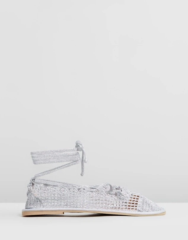 Crochet Travel Pumps Silver By Alexachung 3 Crochet Travel Pumps Silver By Alexachung