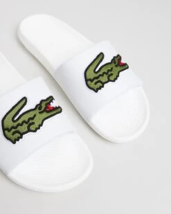 Croco Slides - Men's White & Green By Lacoste