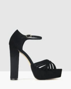 Daphnee Platform Block Heel Sandals Black By Betts