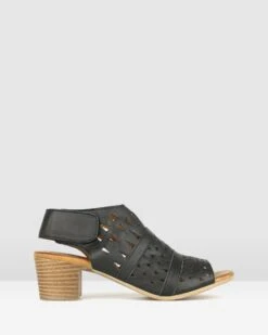 Delicious Cut Out Leather Sandals Black By Airflex