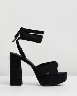 Devon Platform Heels Black Microsuede By Dazie