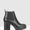 Edge Chunky Ankle Boots Black Croc By Betts