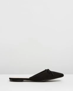 Elin Leather Ballet Mules Black Suede By Atmos&Here