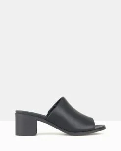 Eva Block Heeled Mule Black By Betts