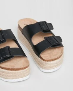 Fen Slides Black Smooth By Dazie