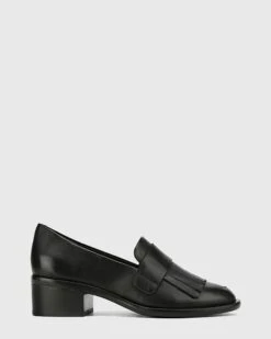 Fernley Leather Tassel Almond Toe Loafers Black By Wittner