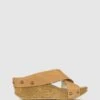 Franca Cork Wedge Sandals Tan By Airflex