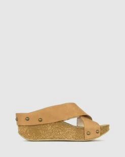 Franca Cork Wedge Sandals Tan By Airflex