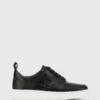 Gino Smooth Croc Leather Lace Up Sneakers Black By Wittner