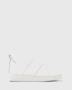 Gino Smooth Croc Leather Lace Up Sneakers White By Wittner