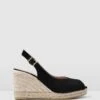 Gwen High Heel Wedge Espadrilles Black Suede By Jo Mercer