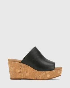 Hadleigh Leather Wedge Heels Black By Wittner