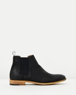 Harrison Oiled Suede Gusset Boots Black By Double Oak Mills