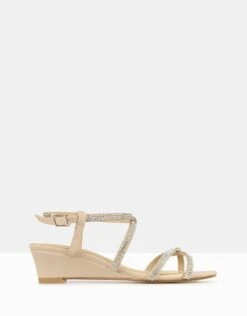 Heart Bling Strap Low Wedges Nude By Betts