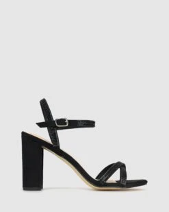 Hopeful Bling Strap Block Heels Black By Betts