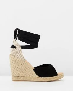 Hvar Espadrille Wedges Black Suede By Office