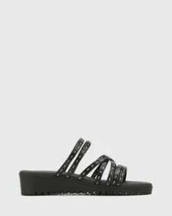 Jelica Leather Slip On Wedge Sandals Black By Wittner