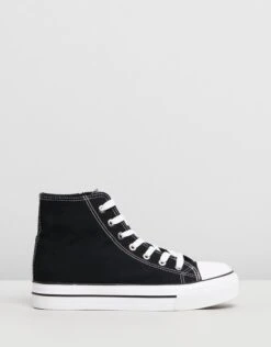 Jemma High Top Sneakers Black Canvas By Rubi