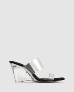 Keely Vynalite Wedge Mules Black/Clear By Zu