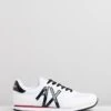 Logo Lace-Up Sneakers White & Black Mirror By Armani Exchange -Vionic AU Shop ic logo lace up sneakers 790505