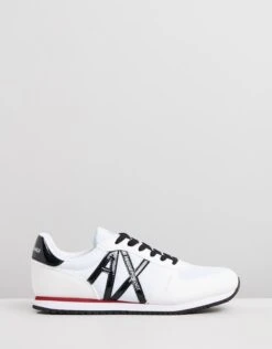 Logo Lace-Up Sneakers White & Black Mirror By Armani Exchange