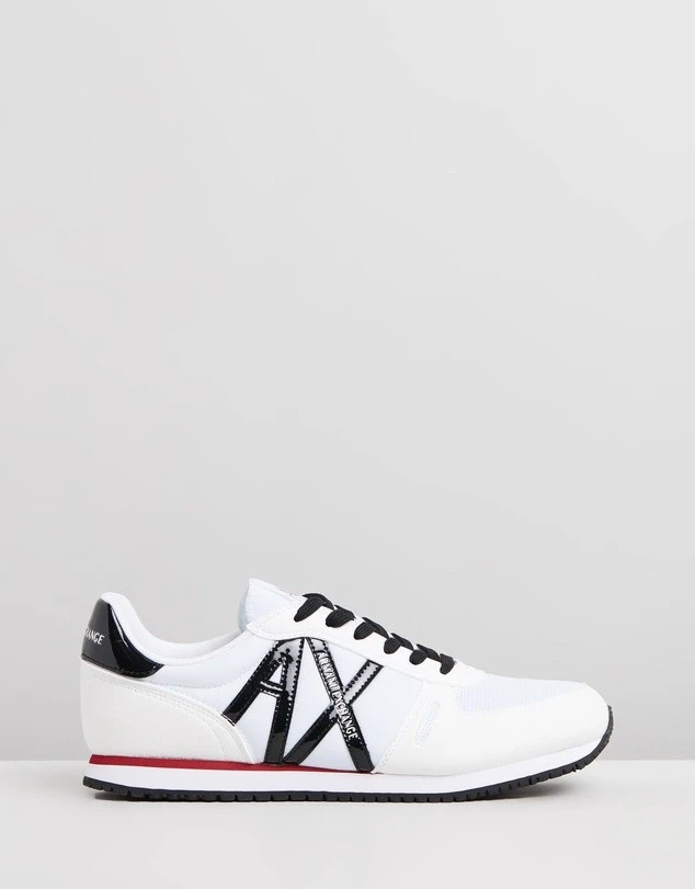 Logo Lace-Up Sneakers White & Black Mirror By Armani Exchange 3 Logo Lace-Up Sneakers White & Black Mirror By Armani Exchange