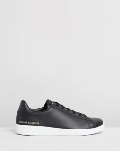 Low Leather Lace-Up Sneakers Black By Armani Exchange