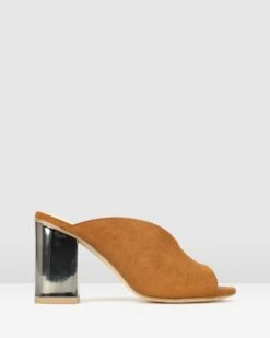 Lunar Block Heel Mules Tan By Betts