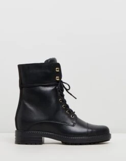 Marlo Leather Hiker Boots Black Leather By Atmos&Here