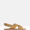 Mate Sling Back Leather Sandals Tan By Betts